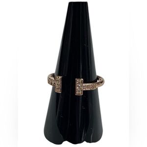 Rose Gold Pave Bar Open Ring - Women Jewelry